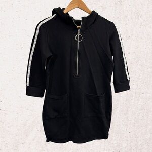 NUDE Black and White Hooded Jacket with Stripes